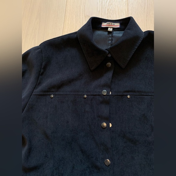 Black Suede Button Up Shirt - Picture 2 of 4